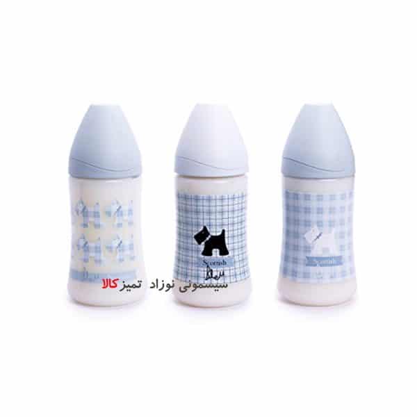 شیشه شیر طلق ۲۷۰ میل پیچازی آبی سوآوینکس Suavinex - Image 2