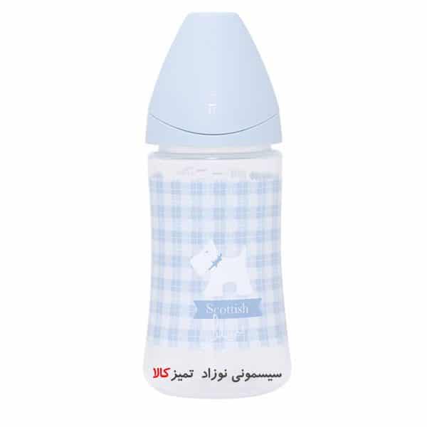 شیشه شیر طلق ۲۷۰ میل پیچازی آبی سوآوینکس Suavinex - Image 3