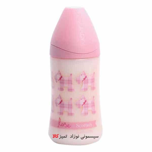 شیشه شیر طلق 270 میل پیچازی صورتی سوآوینکس